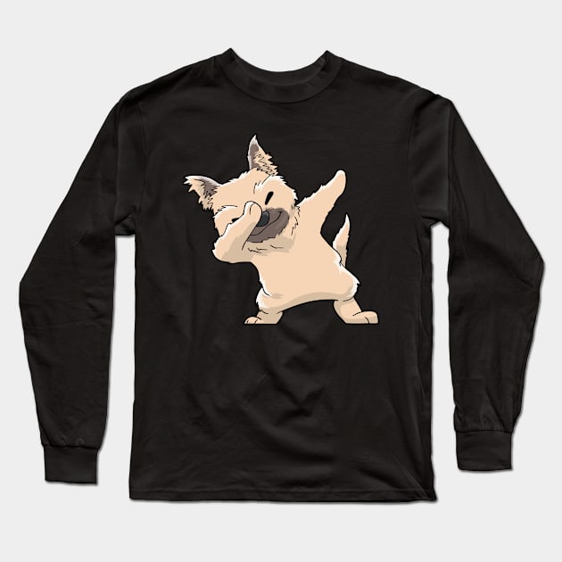 Cairn Terrier Dabbing Kawaii Long Sleeve T-Shirt by KAWAIITEE